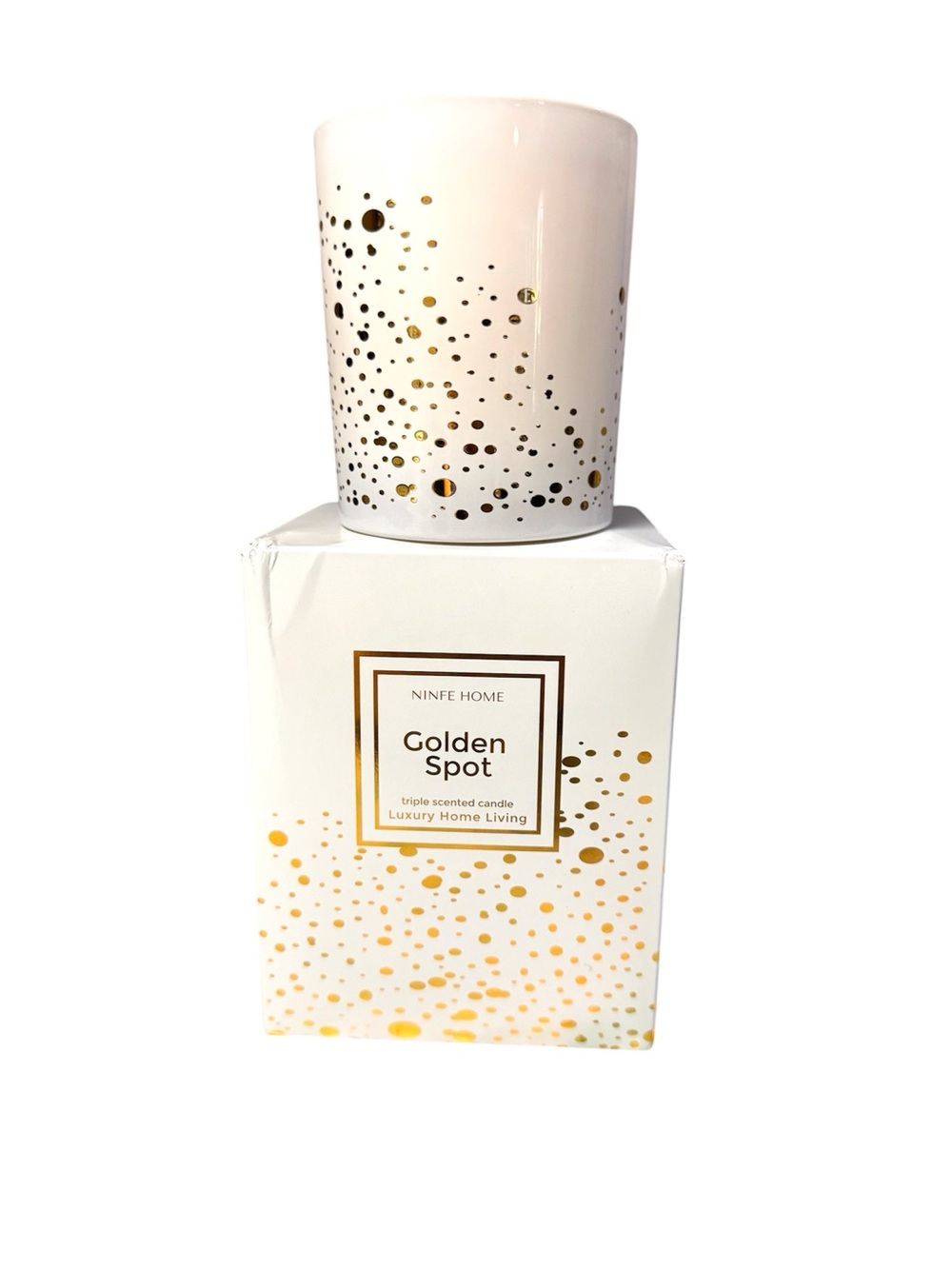 Ninfe Home Golden Spot White/Gold BlackBerry Red Currant 35 Hr Candle NIB